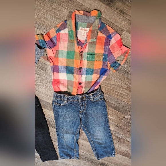 Kids Denim and Plaid Outfit Set - Picture 2 of 16